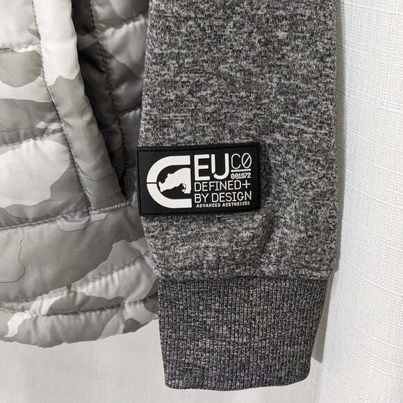 Mens Ecko Unltd Camo Quilted Zip-Up Hooded Jacket Size Small Gray - Picture 4 of 9